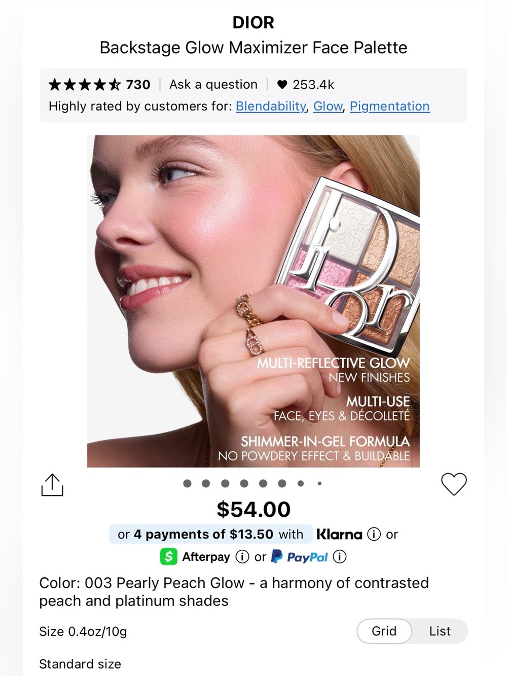 NIB Dior “Backstage Glow Maximizer Palette” 003 Pearly Peach Glow - Picture 9 of 12